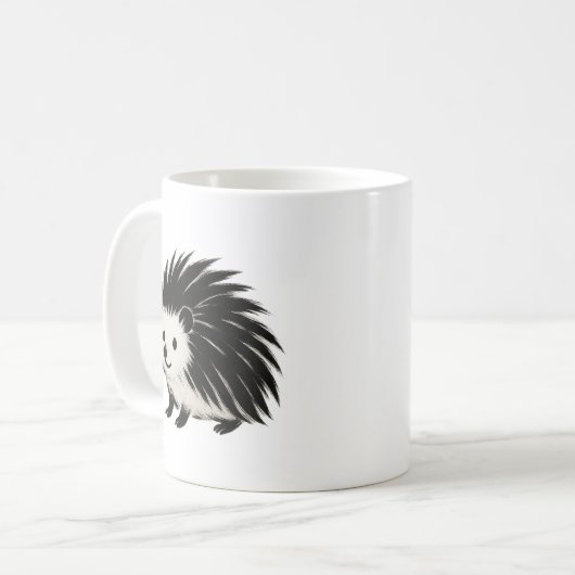 Minimalistischer Igel - Schwarzes Farbmuster Kaffeetasse (Vorderseite Links)