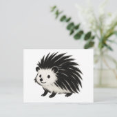 Minimalistischer Igel - Schwarzes Farbmuster Postkarte (Stehend Vorderseite)