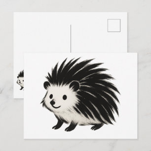 Minimalistischer Igel - Schwarzes Farbmuster Postkarte