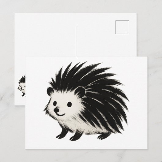 Minimalistischer Igel - Schwarzes Farbmuster Postkarte (Vorne/Hinten)
