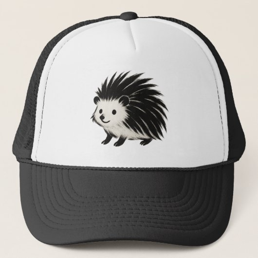Minimalistischer Igel - Schwarzes Farbmuster Truckerkappe (Vorderseite)