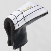 Minimalistischer individuelle Name aus weißem Grau Golf Headcover (3/4 Vorderseite)