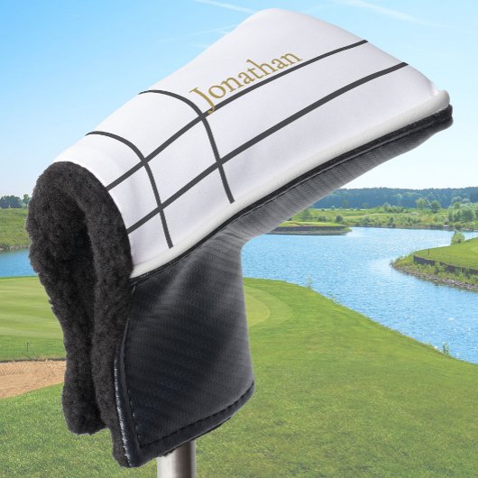 Minimalistischer individuelle Name aus weißem Grau Golf Headcover