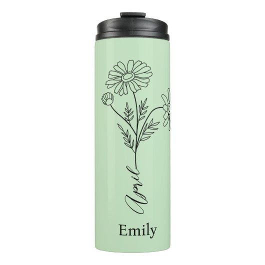 Minimalistischer Individuelle Name Daisy April Geb Thermosbecher (Vorderseite)