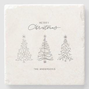 Minimalistischer Individuelle Name der Weihnachtsb Steinuntersetzer