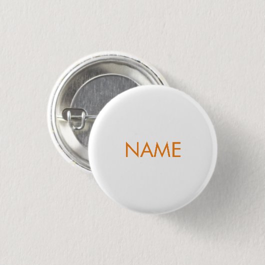 Minimalistischer Individuelle Name orange Button (Vorne & Hinten)