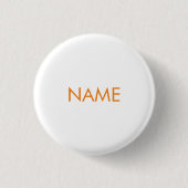 Minimalistischer Individuelle Name orange Button (Vorderseite)