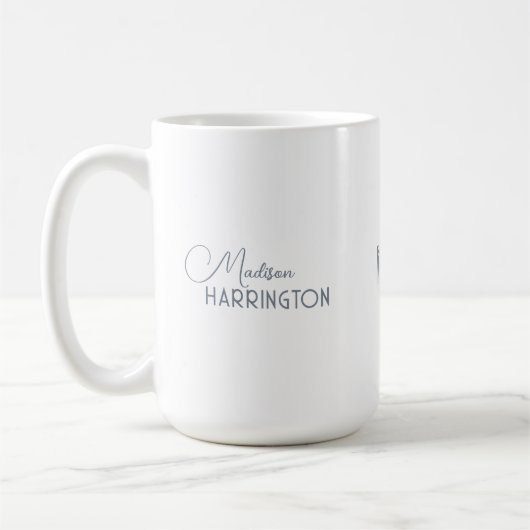Minimalistischer Individuelle Name und Monogramm Kaffeetasse (Links)