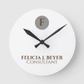 Minimalistischer individueller Name Moderner elega Runde Wanduhr (Vorderseite)