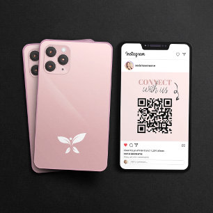 Minimalistischer Instagram-Post-QR-Code-Rose-Gold- Visitenkarte