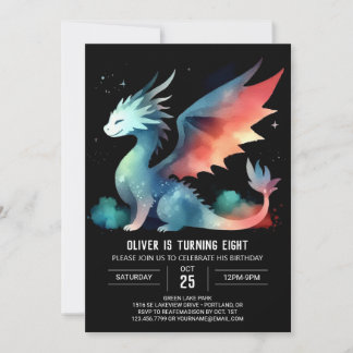 Minimalistischer intensiver Drache Geburtstag Einladung