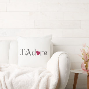 Minimalistischer J'Adore, Romantischer französisch Kissen