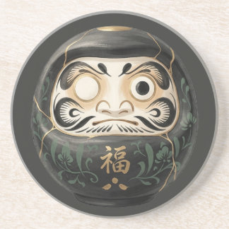 Minimalistischer japanischer Daruma | Zen Kintsugi Getränkeuntersetzer