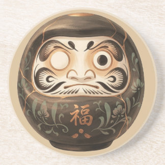 Minimalistischer japanischer Daruma | Zen Kintsugi Getränkeuntersetzer