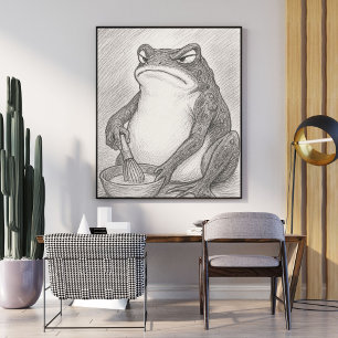 Minimalistischer japanischer Frosch-Kunstprint   M Poster