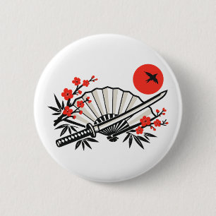 Minimalistischer japanischer Klappfächer roter Son Button