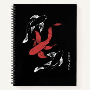 Minimalistischer japanischer Koi Fish handGezeichn Notizblock