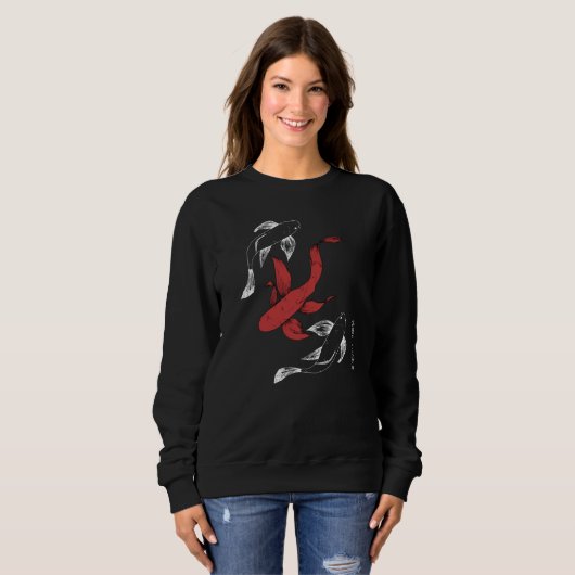 Minimalistischer japanischer Koi Fish handGezeichn Sweatshirt (Vorne ganz)
