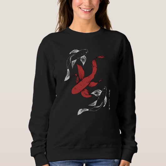Minimalistischer japanischer Koi Fish handGezeichn Sweatshirt (Vorderseite)
