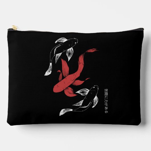 Minimalistischer japanischer Koi Fish handGezeichn Zubehörtasche (Vorderseite)