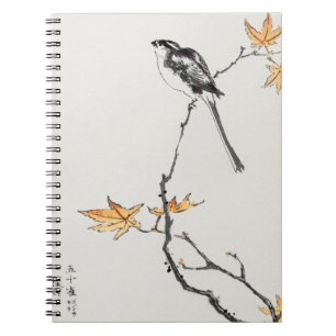 Minimalistischer japanischer Vogel auf Herbstzweig Notizblock