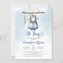 Minimalistischer Junge Blue Denim Kleidung Baby Du Einladung