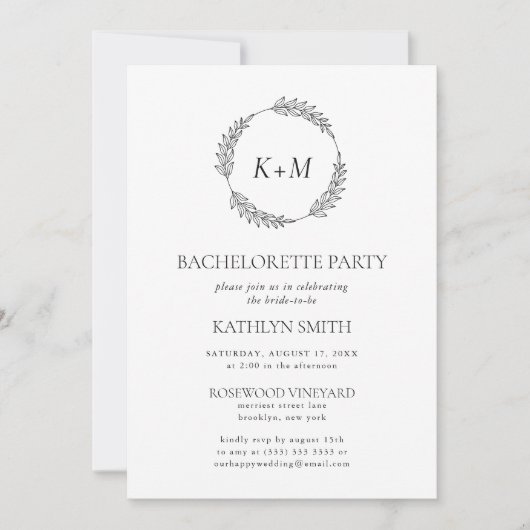 Minimalistischer Junggeselinnen-Abschied der Leaf- Einladung (Vorderseite)