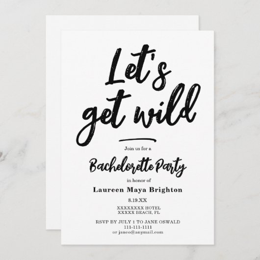 Minimalistischer Junggeselinnen-Abschied Einladung (Vorne/Hinten)