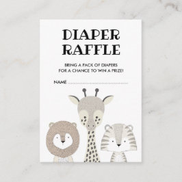 Minimalistischer Jungle Safari Baby Diaper Raffle  Begleitkarte