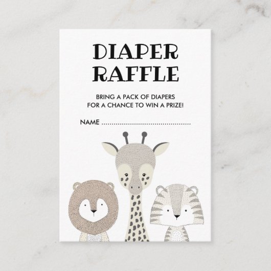 Minimalistischer Jungle Safari Baby Diaper Raffle  Begleitkarte (Vorderseite)