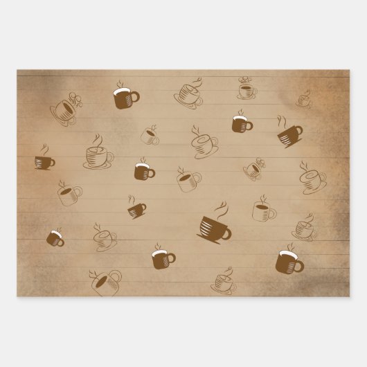 Minimalistischer Kaffee-Cup gestreiftes Muster - M Geschenkpapier Set (Vorderseite 3)