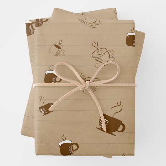 Minimalistischer Kaffee-Cup gestreiftes Muster - M Geschenkpapier Set (Beispiel)