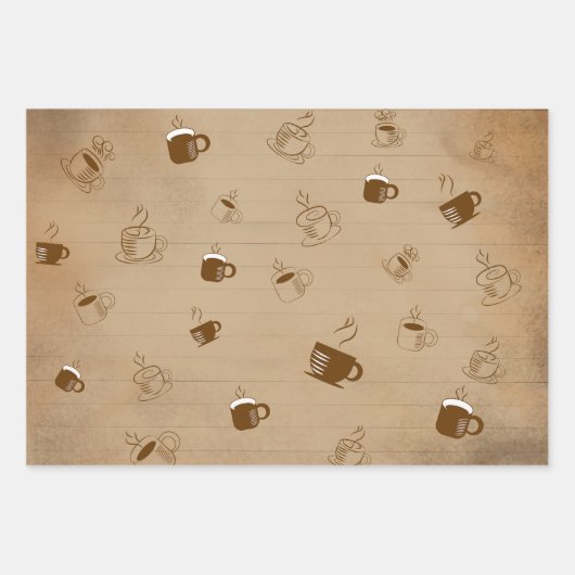 Minimalistischer Kaffee-Cup gestreiftes Muster - M Geschenkpapier Set (Vorderseite)