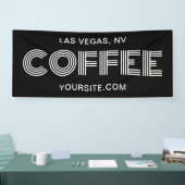 Minimalistischer Kaffee in Schwarz und Weiß Banner (Messe)