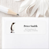 Minimalistischer Kaiser Pinguin und Rücksendeadres (Insitu)