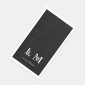 Minimalistischer Kaktus Monogramm Name Schwarz Serviette (Ecke)