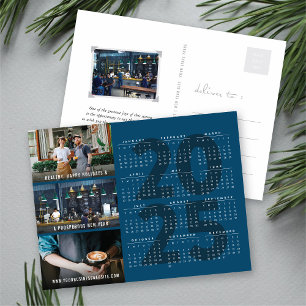 Minimalistischer Kalender 2025 - Blue New Year 3-F Feiertagspostkarte