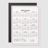 Minimalistischer Kalender 2025 Rosa Magnetkarte (Vorne/Hinten)