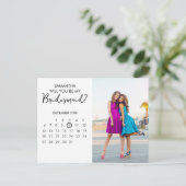 Minimalistischer Kalender Chic Foto Bridesmaid Vor Postkarte (Stehend Vorderseite)