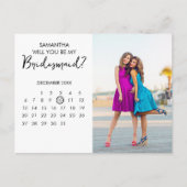 Minimalistischer Kalender Chic Foto Bridesmaid Vor Postkarte (Vorderseite)