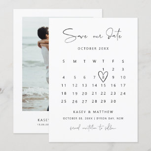 Minimalistischer Kalender Foto Save-the-Date-Einla Einladung