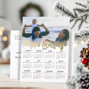 Minimalistischer Kalender für kundenspezifisches F Feiertagspostkarte