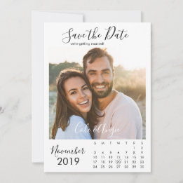 Minimalistischer Kalender Save the Date mit Foto