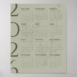 Minimalistischer Kalenderposter 2026 Poster