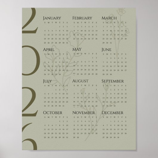 Minimalistischer Kalenderposter 2026 Poster (Vorne)