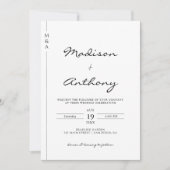 Minimalistischer Kalligrafie-Hochzeitsstichtag-Fot Einladung (Vorderseite)