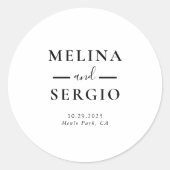 Minimalistischer kalligrafischer Hochzeitssender U Runder Aufkleber (Vorderseite)