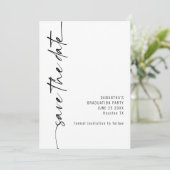Minimalistischer Kalligraphie-Abschluss Save The Date (Stehend Vorderseite)