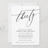 MINIMALISTISCHER Kalligraphie-Chic 30. Geburtstag Einladung (Vorderseite)