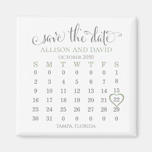 Minimalistischer Kalligraphie-Kalender 5 Zeilen gr Magnet (Vorne)